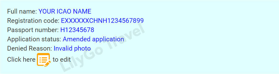 Denied Reason: Invalid photo